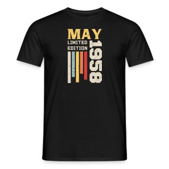 May 1958 - Birthday gift born in May 1958 May - Men's T-Shirt - black - Front - AI Model Male 178 light (178cm)