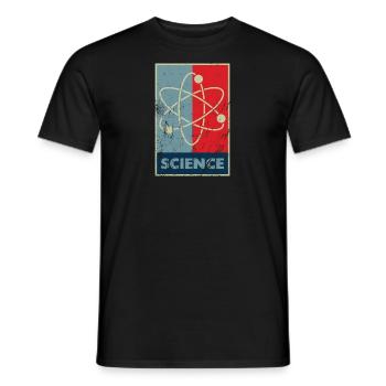 Science atom model scratched used look - Men's T-Shirt - black - Front - AI Model Male 178 light (178cm)