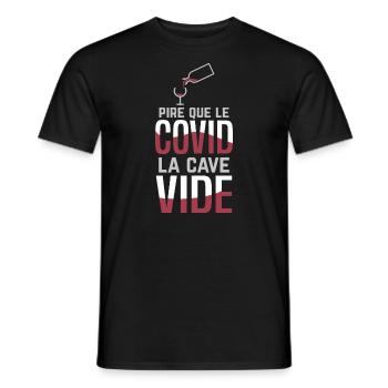 Jeux de mots covid humour cave vide vigneron vin - T-shirt homme - noir - Devant - AI Model Male 178 light (178cm)