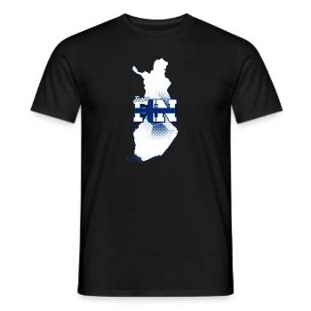 Team FIN Map Finland with Ball Pattern - Men's T-Shirt - black - Front - AI Model Male 178 light (178cm)