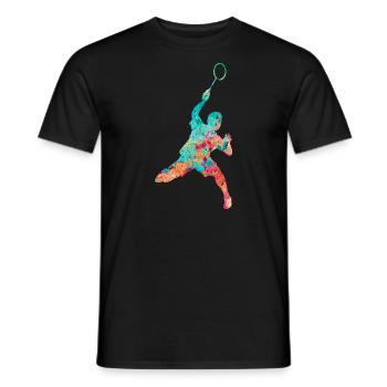 Badminton PopArt - Männer T-Shirt - Schwarz - Vorne - AI Model Male 178 light (178cm)