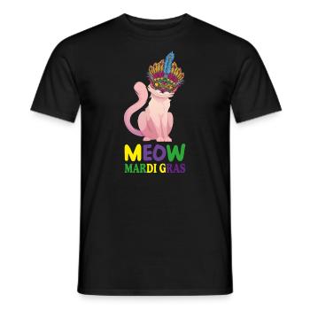 Lustige Katzen, Miau Mardi Gras, Miau, Mardi Gras Katzen - Männer T-Shirt - Schwarz - Vorne - AI Model Male 178 light (178cm)