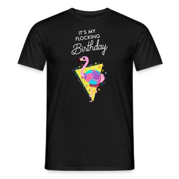 C’est mon flocage d’anniversaire Flamingo Bday Retro 90s - T-shirt homme - noir - Devant - AI Model Male 178 light (178cm)