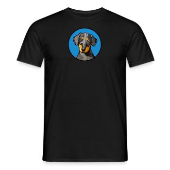 Dackel Design Grafik gelb grau in blauem Kreis - Männer T-Shirt - Schwarz - Vorne - AI Model Male 178 light (178cm)