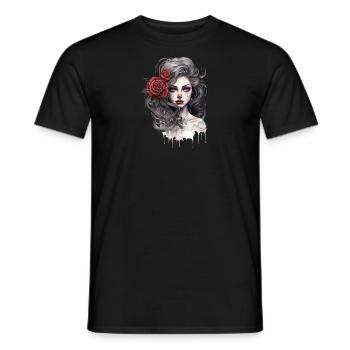 Gothique Rose Reine Illustration Beauté Graphique - T-shirt homme - noir - Devant - AI Model Male 178 light (178cm)