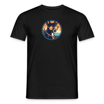 Chien avec des lunettes de soleil - T-shirt homme - noir - Devant - AI Model Male 178 light (178cm)