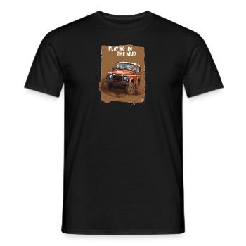 Defender Land 4x4 Rover Playing in the Mud Comic - Männer T-Shirt - Schwarz - Vorne - AI Model Male 178 light (178cm)