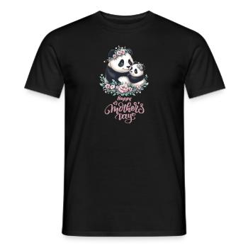Happy Mother's Day Floral Wreath Mum Panda - Männer T-Shirt - Schwarz - Vorne - AI Model Male 178 light (178cm)