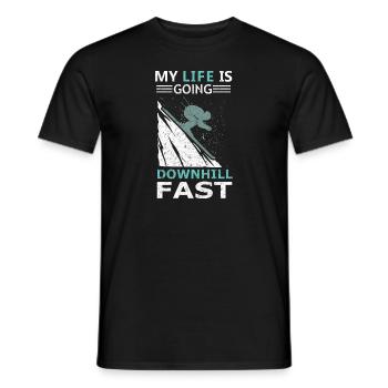 Mein Leben geht bergab Schnelles Skifahren Wintersport - Männer T-Shirt - Schwarz - Vorne - AI Model Male 178 light (178cm)