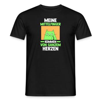 Katze Katzenbesitzer Katzenliebhaber Mittelfinger - Männer T-Shirt - Schwarz - Vorne - AI Model Male 178 light (178cm)