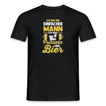 Puzzlefan Puzzler Puzzleteile Puzzle - Männer T-Shirt - Schwarz - Vorne - AI Model Male 178 light (178cm)