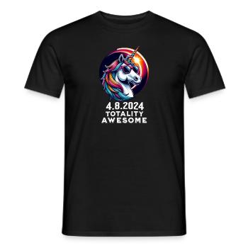 Unicorn in Sunglasses Solar Eclipse 2024 - Men's T-Shirt - black - Front - AI Model Male 178 light (178cm)