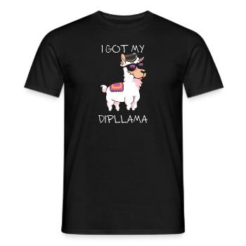 Ich habe Mein Dipllama - LLama Lover, Schule - Männer T-Shirt - Schwarz - Vorne - AI Model Male 178 light (178cm)