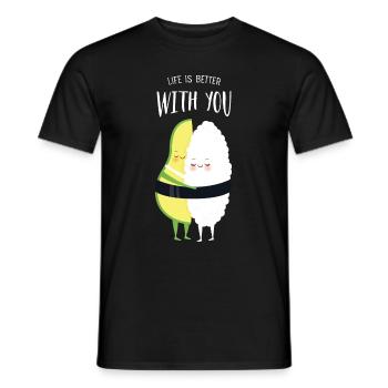 Life Is Better With You, Avocado Maki Love Couple - Men's T-Shirt - black - Front - AI Model Male 178 light (178cm)