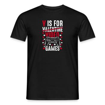 V steht für Video Spiele - Gamer Spruch lustig - Männer T-Shirt - Schwarz - Vorne - AI Model Male 178 light (178cm)