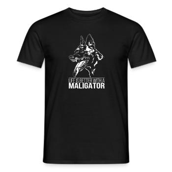 MALIGATOR life is better Hunde Spruch Wilsigns - Männer T-Shirt - Schwarz - Vorne - AI Model Male 178 light (178cm)