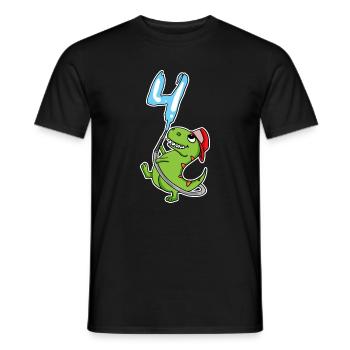 4th Birthday Dinosaur - Men's T-Shirt - black - Front - AI Model Male 178 light (178cm)