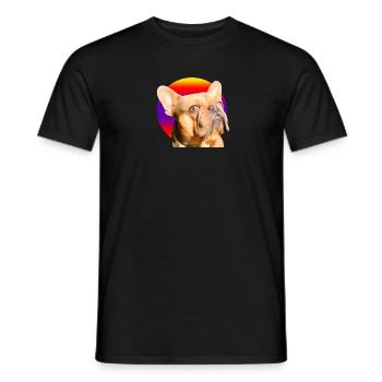 Freddie the Frenchie - Men's T-Shirt - black - Front - AI Model Male 178 light (178cm)