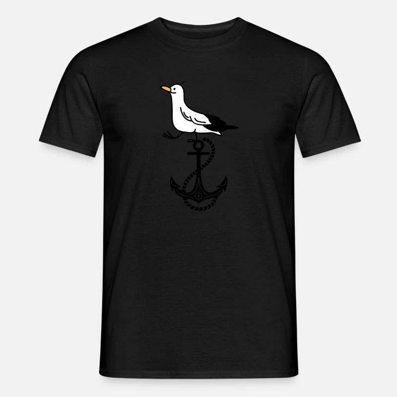 Anker und Möwe - Männer T-Shirt - Schwarz