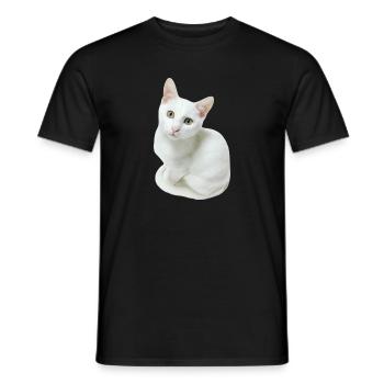 Chat blanc - T-shirt homme - noir - Devant - AI Model Male 178 light (178cm)
