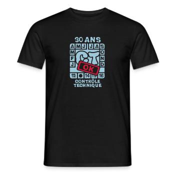 30 ans controle technique anniversaire - T-shirt homme - noir - Devant - AI Model Male 178 light (178cm)