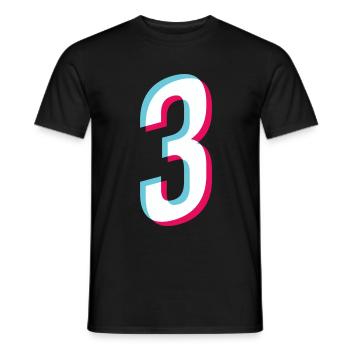 3 - NUMBER 3 - Number 3 Jersey number Tiktok Style - Men's T-Shirt - black - Front - AI Model Male 178 light (178cm)