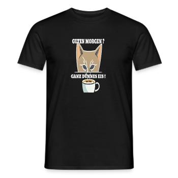 Ganz Dünnes Eis Morgenmuffel Katze Kaffee - Männer T-Shirt - Schwarz - Vorne - AI Model Male 178 light (178cm)