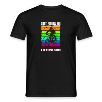 Dont follow me i do stupid things mountain bike and - Men's T-Shirt - black - Front - AI Model Male 178 light (178cm)
