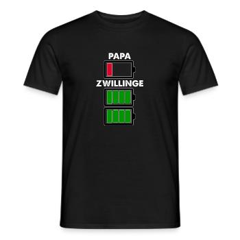 Akku leer! Papa Zwillinge Geschenk T-Shirt lustig - Männer T-Shirt - Schwarz - Vorne - AI Model Male 178 light (178cm)