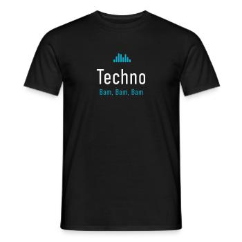 Techno, Bam, bam, bam - Männer T-Shirt - Schwarz - Vorne - AI Model Male 178 light (178cm)