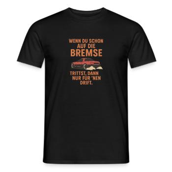 „Bremsen? Nur zum Driften.“ – Retro Car Design mit - Männer T-Shirt - Schwarz - Vorne - AI Model Male 178 light (178cm)