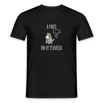 à paris on vit pluvieux - T-shirt homme - noir - Devant - AI Model Male 178 light (178cm)