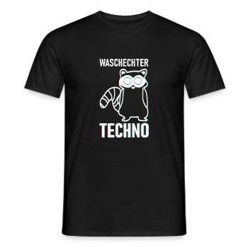Trippy Techno Waschbär - Waschechter Techno - Männer T-Shirt - Schwarz - Vorne - AI Model Male 178 light (178cm)