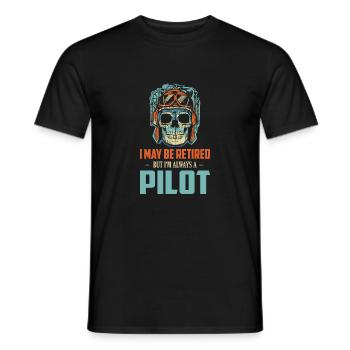 I May Be Retired But I'm Always A Pilot Airline Av - Men's T-Shirt - black - Front - AI Model Male 178 light (178cm)