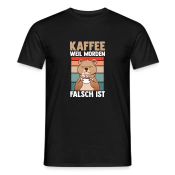 Coffee because murder is wrong bear - Men's T-Shirt - black - Front - AI Model Male 178 light (178cm)