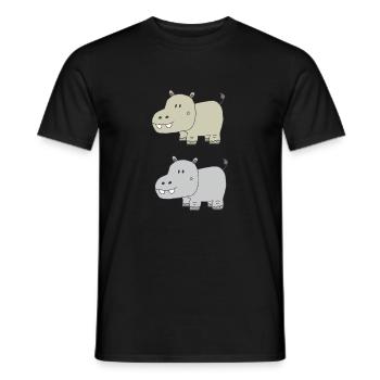 Hippopotames double - T-shirt homme - noir - Devant - AI Model Male 178 light (178cm)