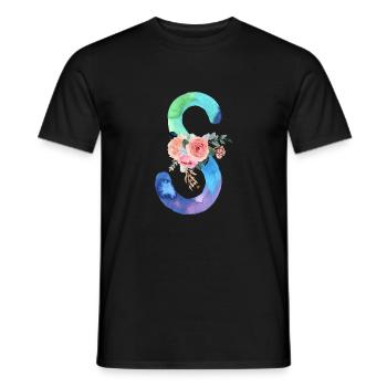 Lettre S watercolor - T-shirt homme - noir - Devant - AI Model Male 178 light (178cm)