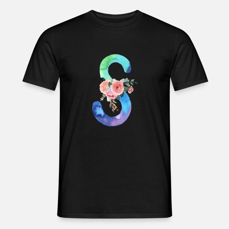 Buchstabe S Aquarell - Männer T-Shirt - Schwarz
