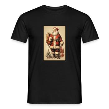 Carte postale du Père Noël vintage - T-shirt homme - noir - Devant - AI Model Male 178 light (178cm)