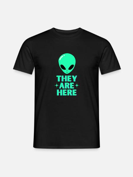 Alien Head They Are Here - Men's T-Shirt - black