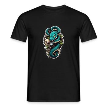serpent squelette et tatouage - T-shirt homme - noir - Devant - AI Model Male 178 light (178cm)