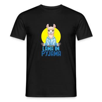 Llama in pyjamas, cute fun shirt - Men's T-Shirt - black - Front - AI Model Male 178 light (178cm)