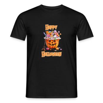 Halloween – Joyeux Halloween citrouille avec des bonbons - T-shirt homme - noir - Devant - AI Model Male 178 light (178cm)