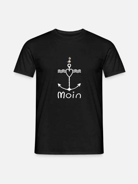 Moin Möwe Hafen Plattdeutsch Küste Norddeutschland - Männer T-Shirt - Schwarz