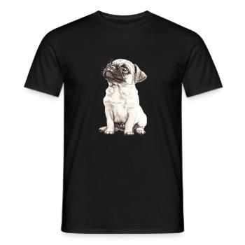 Mops Welpe - Männer T-Shirt - Schwarz - Vorne - AI Model Male 178 light (178cm)