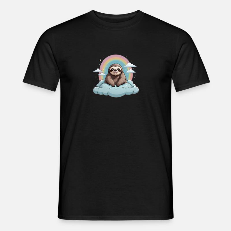Faultier auf Wolkenbett - Männer T-Shirt - Schwarz
