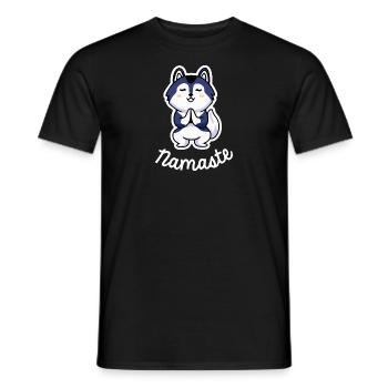 Husky Namaste Yoga Chien Malamute - T-shirt homme - noir - Devant - AI Model Male 178 light (178cm)