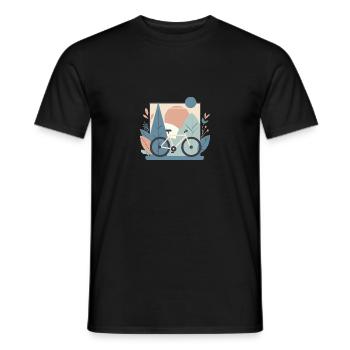 Pastel Hobby Abstract Nature Bicycle Leisure - Men's T-Shirt - black - Front - AI Model Male 178 light (178cm)