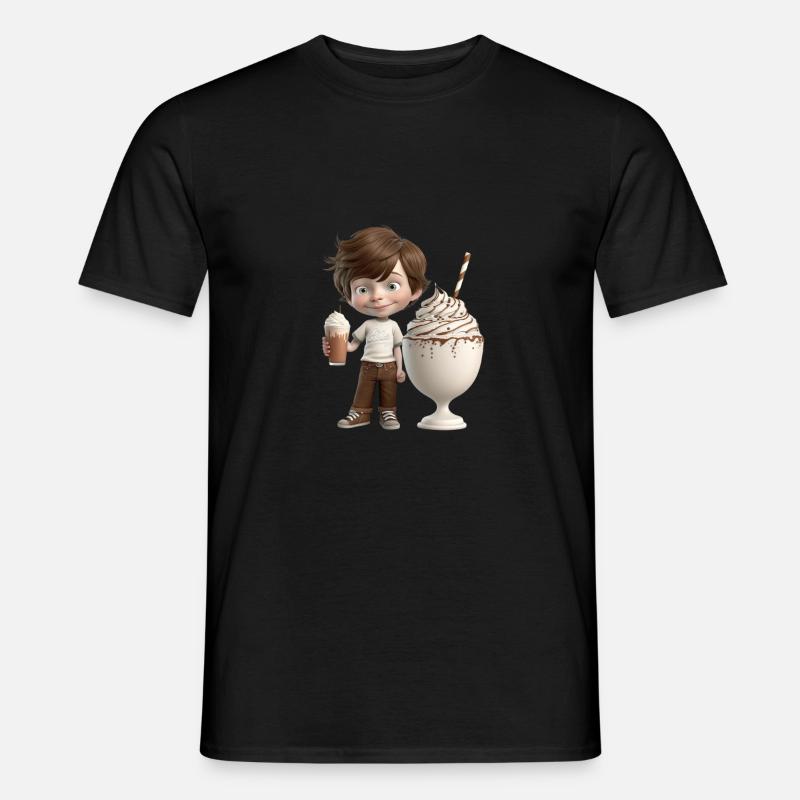 Lächelnder Junge - MILKSHAKE - Männer T-Shirt - Schwarz