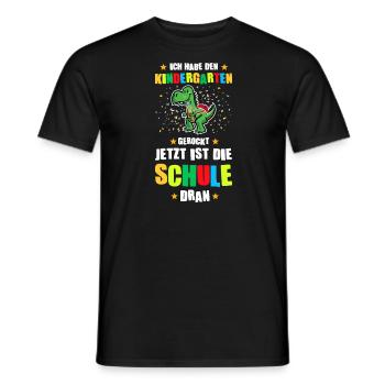 Schulkind Dino Schulbeginn Geschenk - Männer T-Shirt - Schwarz - Vorne - AI Model Male 178 light (178cm)